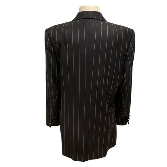 Vintage Basler blazer jacket black gold stripes 100% wool double breasted size10 - Picture 4 of 13